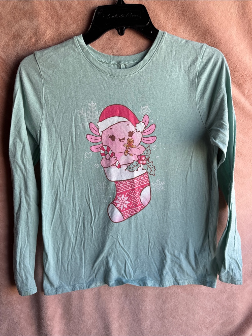 Cute Axolotl Holiday Shirt Girls XXL/16